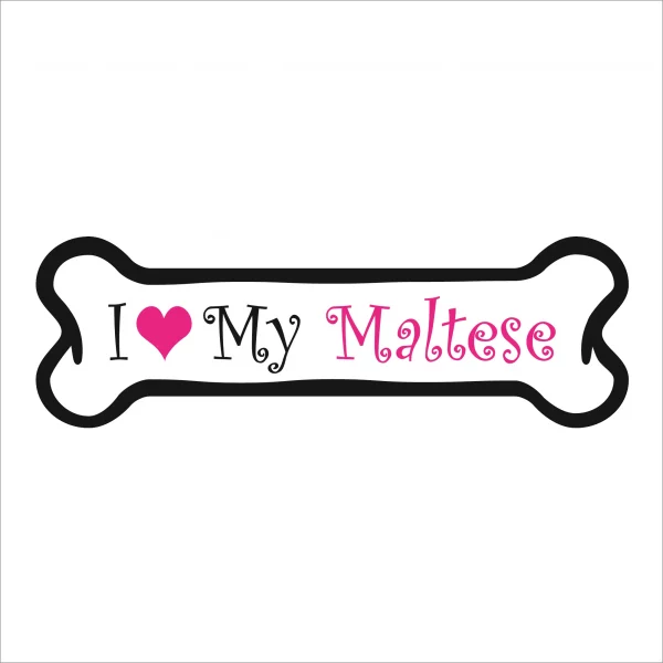 I Love My Maltese Pink Bone Magnet