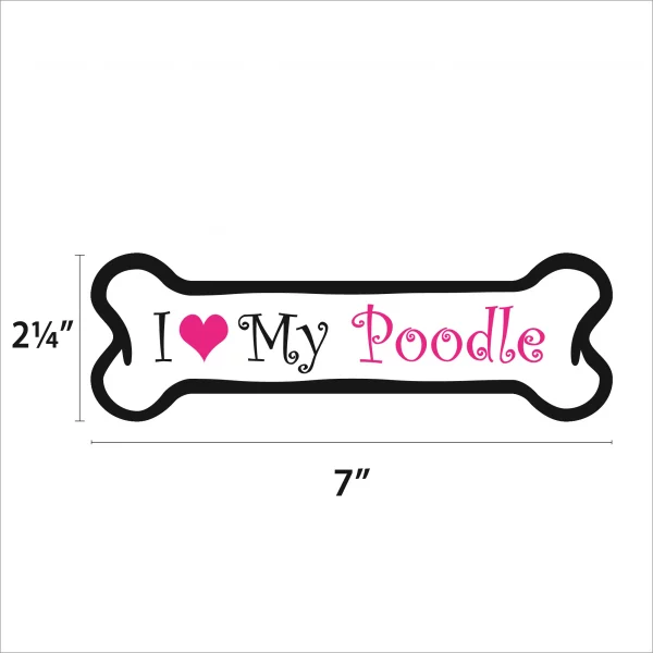 I Love My Poodle Pink Bone Magnet - Image 2