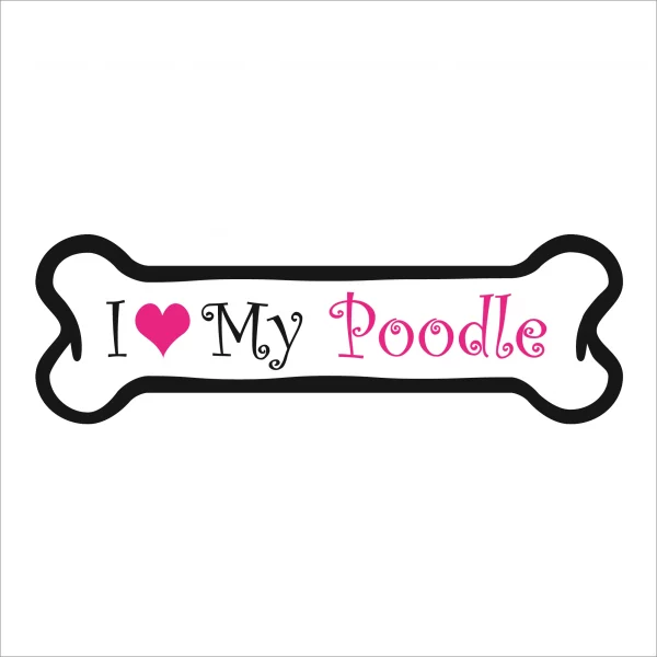 I Love My Poodle Pink Bone Magnet