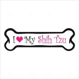 I Love My Shih Tzu Pink Bone Magnet