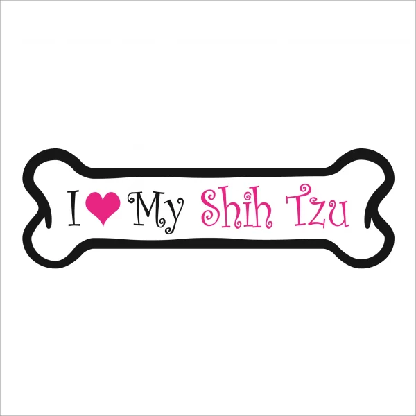 I Love My Shih Tzu Pink Bone Magnet