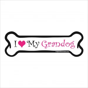 I Love my Grandog Pink Bone Magnet