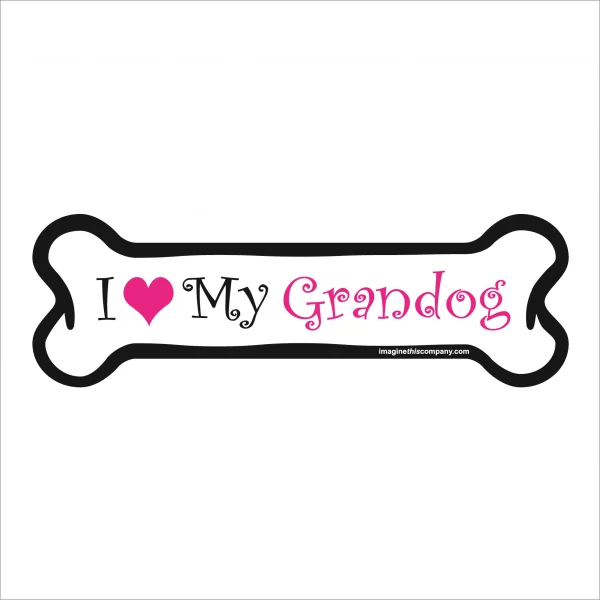 I Love my Grandog Pink Bone Magnet