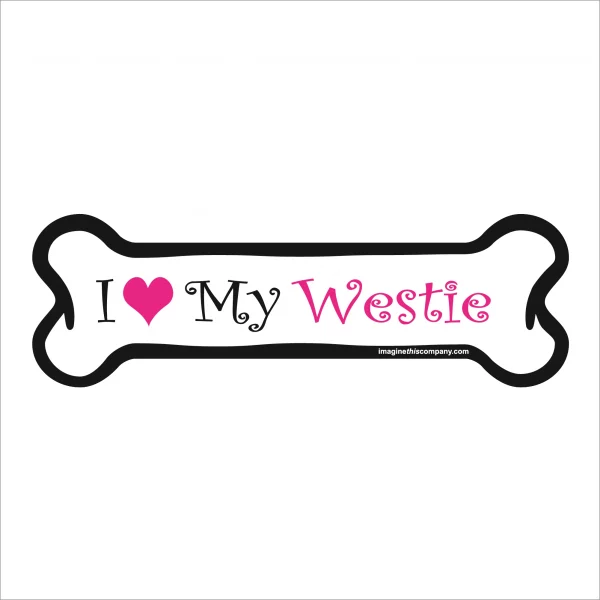 I Love my Westie Pink Bone Magnet