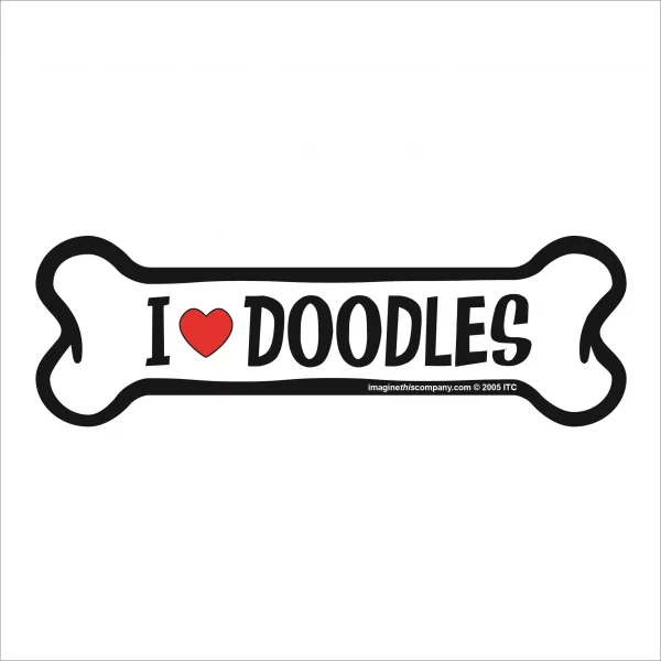 I Love Doodles Bone Magnet - Image 2