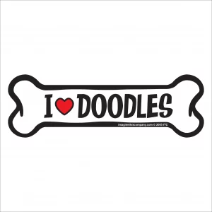 I Love Doodles Bone Magnet