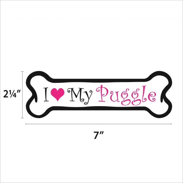 I Love My Puggle Pink Bone Magnet - Image 2