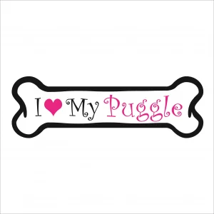 I Love My Puggle Pink Bone Magnet