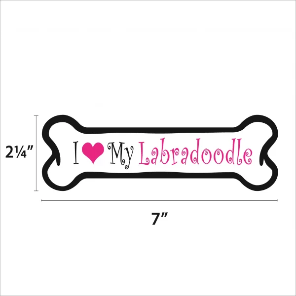 I Love my Labradoodle Pink Bone Magnet - Image 2