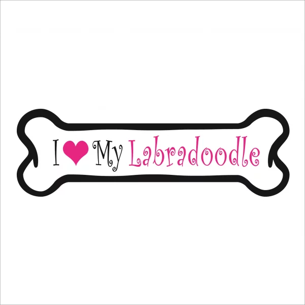 I Love my Labradoodle Pink Bone Magnet
