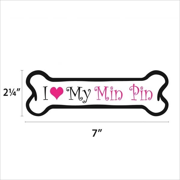 I Love my Min Pin Pink Bone Magnet - Image 2