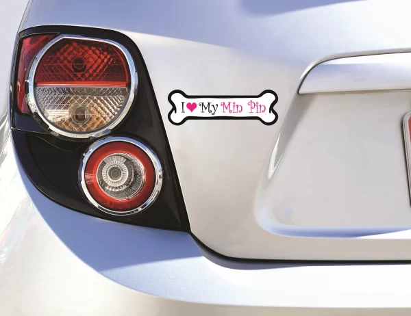 I Love my Min Pin Pink Bone Magnet - Image 3