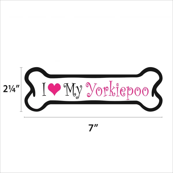 I Love my Yorkiepoo Pink Bone Magnet - Image 2