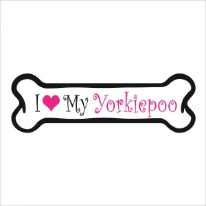 I Love my Yorkiepoo Pink Bone Magnet