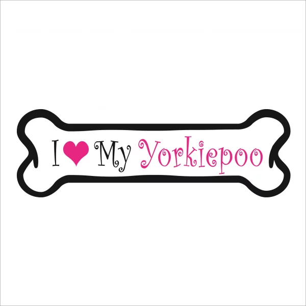 I Love my Yorkiepoo Pink Bone Magnet