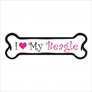 I Love my Beagle Pink Bone Magnet