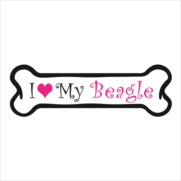 I Love my Beagle Pink Bone Magnet