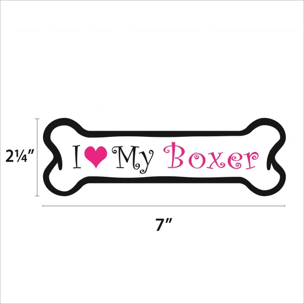 I Love my Boxer Pink Bone Magnet - Image 2
