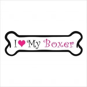 I Love my Boxer Pink Bone Magnet