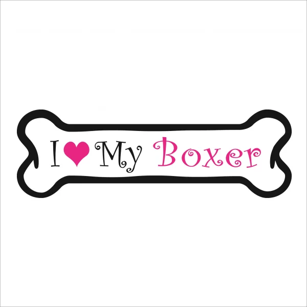I Love my Boxer Pink Bone Magnet