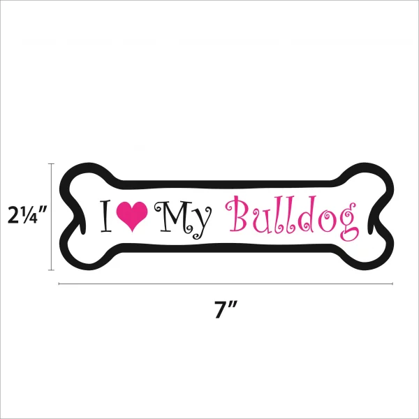 I Love my Bulldog Pink Bone Magnet - Image 2