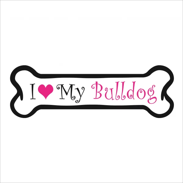 I Love my Bulldog Pink Bone Magnet