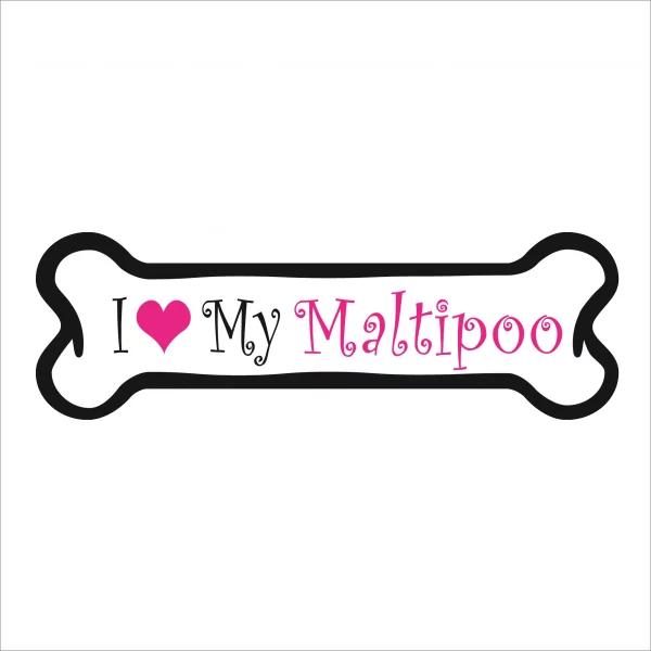 I Love my Maltipoo Pink Bone Magnet