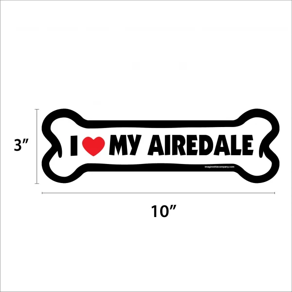 I Love My Airedale Large Bone Magnet - Image 2