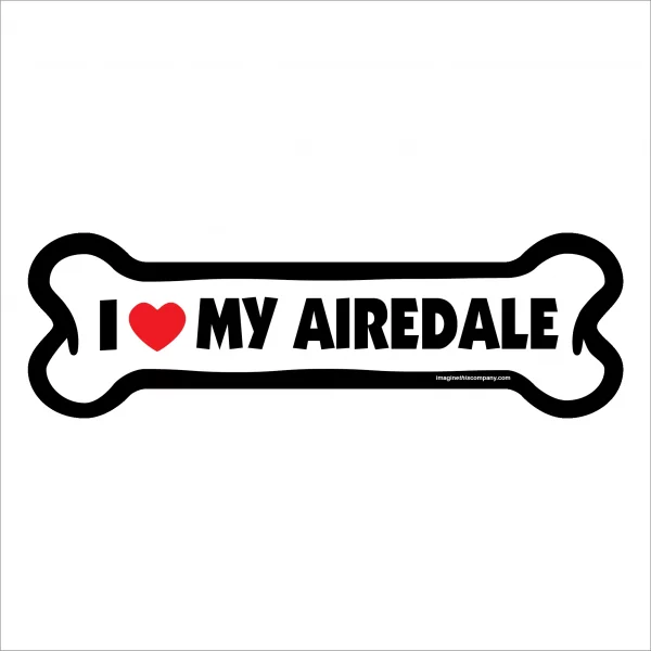 I Love My Airedale Large Bone Magnet