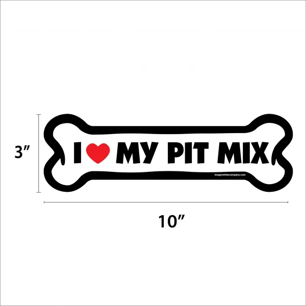 I Love My Pit Mix Large Bone Magnet - Image 2
