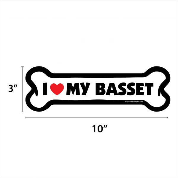 I Love My Basset Large Bone Magnet - Image 2