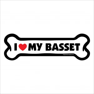 I Love My Basset Large Bone Magnet