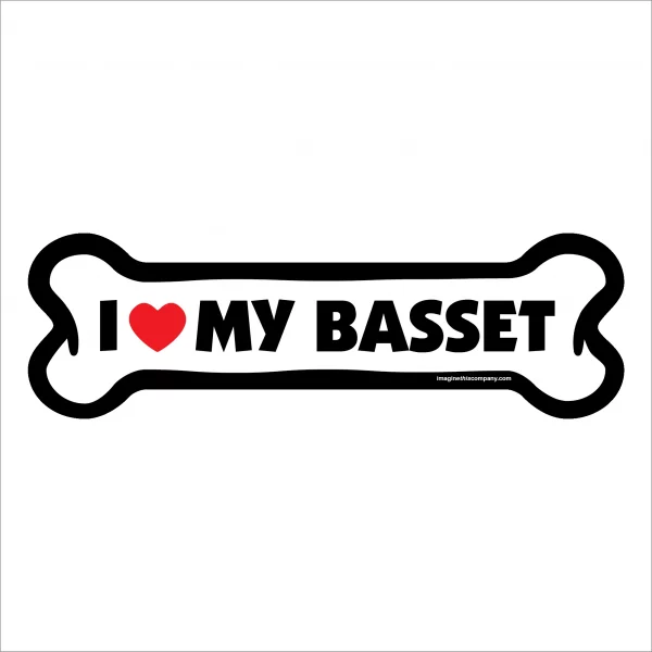 I Love My Basset Large Bone Magnet