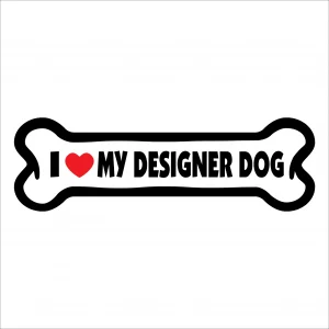 I Love My Designer Dog Large Bone Magnet