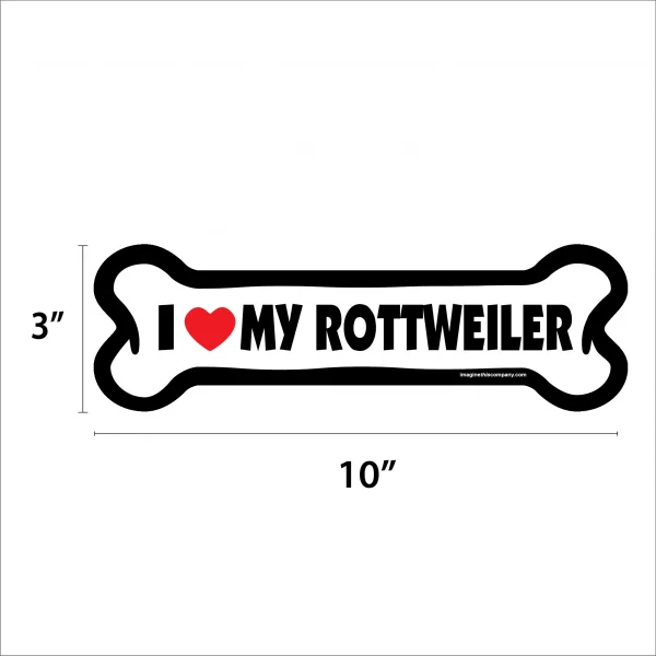 I Love My Rottweiler Large Bone Magnet - Image 2