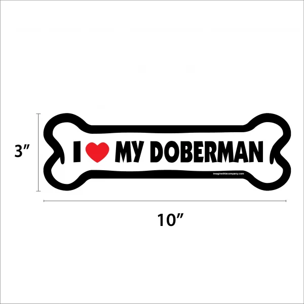 I Love My Doberman Large Bone Magnet - Image 2