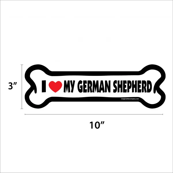 I Love My German Shepherd Large Bone Magnet - Image 2