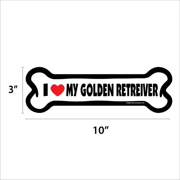 I Love My Golden Retriever Large Bone Magnet - Image 2
