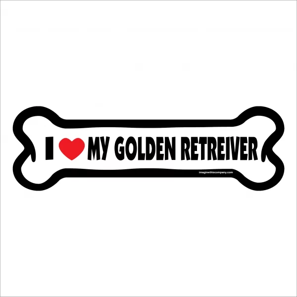 I Love My Golden Retriever Large Bone Magnet