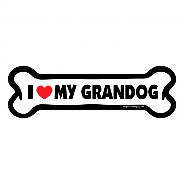 I Love my Grandog Large Bone Magnet
