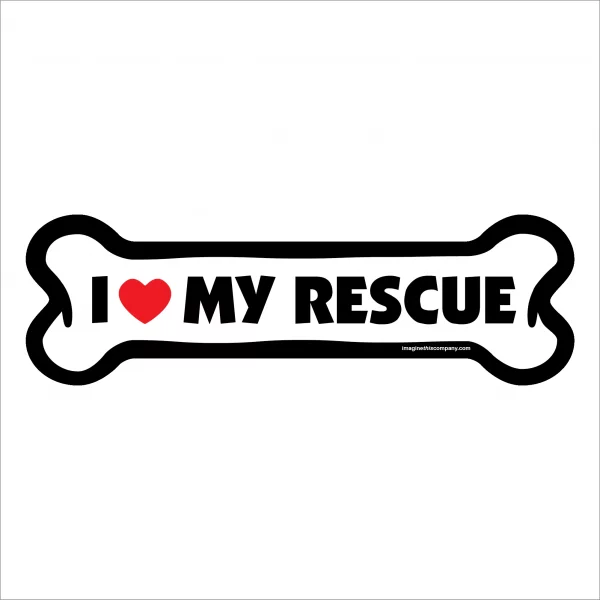 I Love My Rescue Large Bone Magnet
