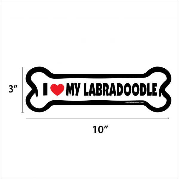 I Love My Labradoodle Large Bone Magnet - Image 2