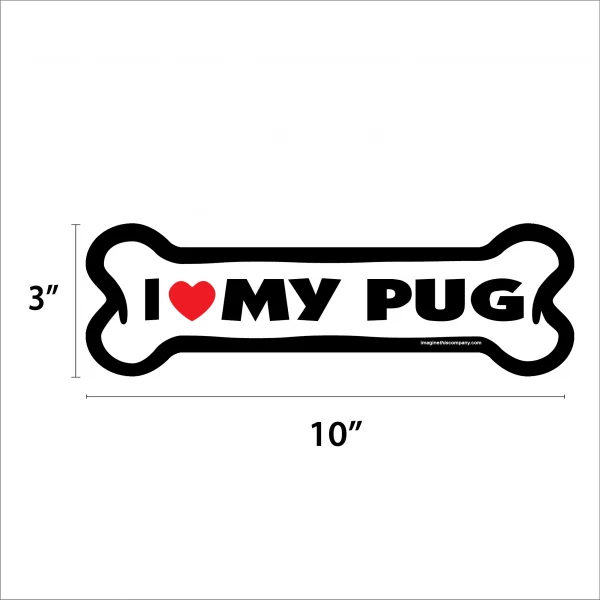 I Love My Pug Large Bone Magnet - Image 2
