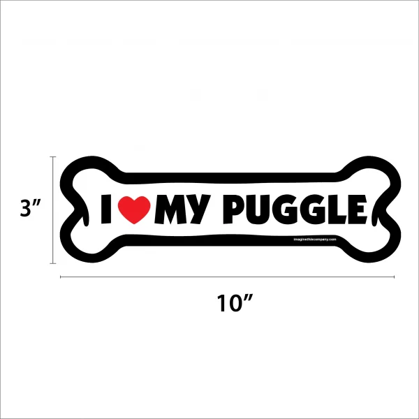 I Love My Puggle Large Bone Magnet - Image 2