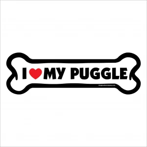 I Love My Puggle Large Bone Magnet
