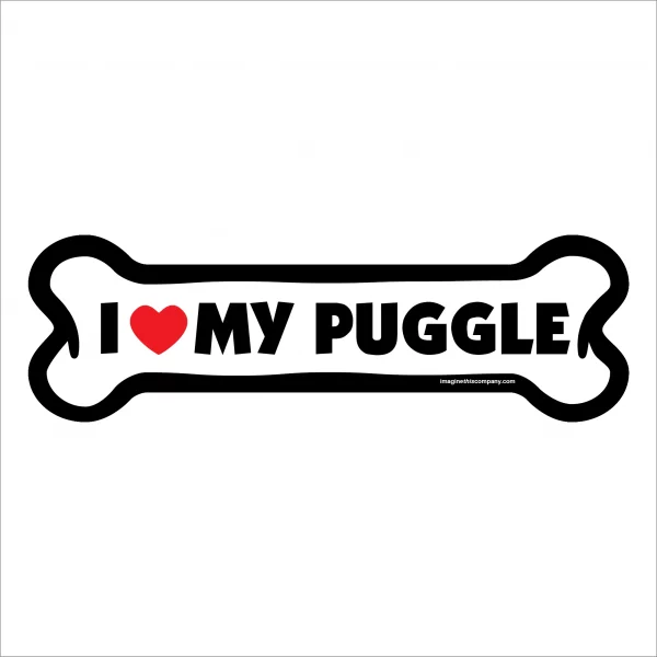 I Love My Puggle Large Bone Magnet