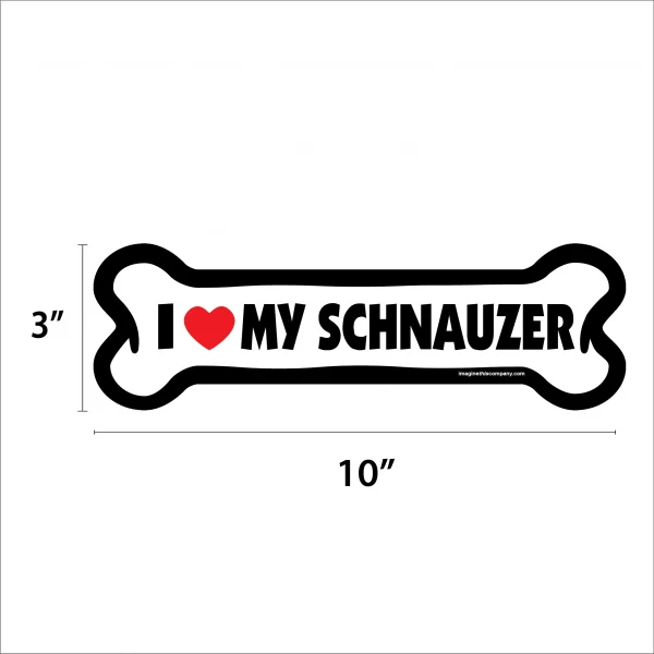 I Love My Schnauzer Large Bone Magnet - Image 2