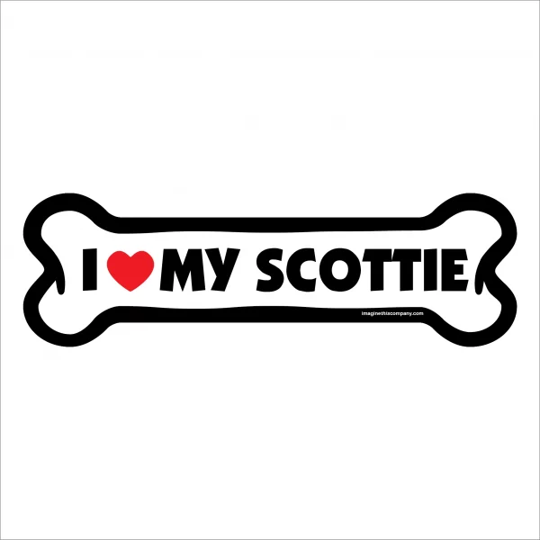 I Love My Scottie Large Bone Magnet