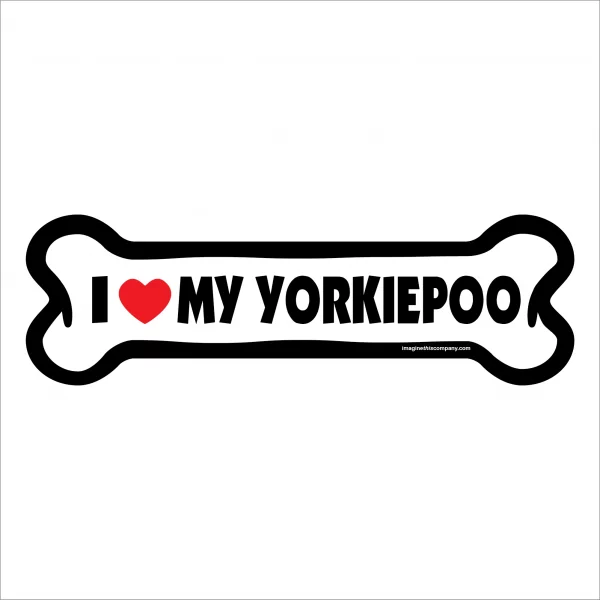 I Love My Yorkiepoo Large Bone Magnet