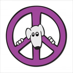 Peace Dog Purple Cut Out Peace Sign Magnet